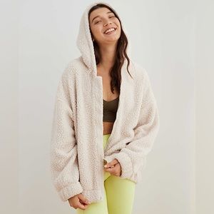 Aerie Oversized Sherpa Hooded Jacket Size Small